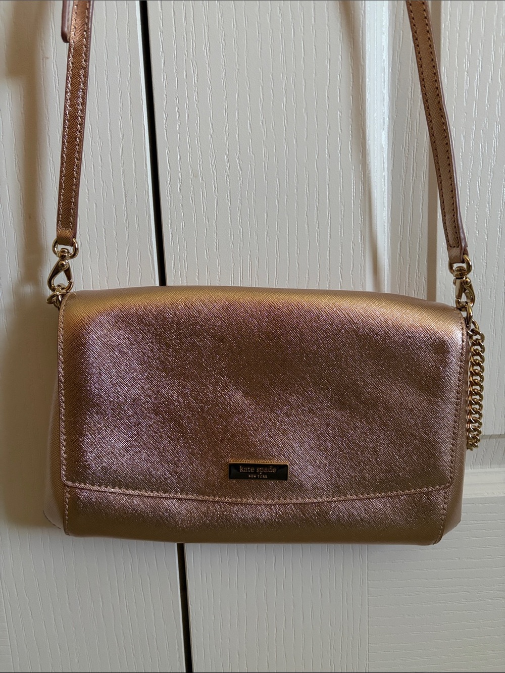 kate spade Metallic Rose Gold Crossbody Purse